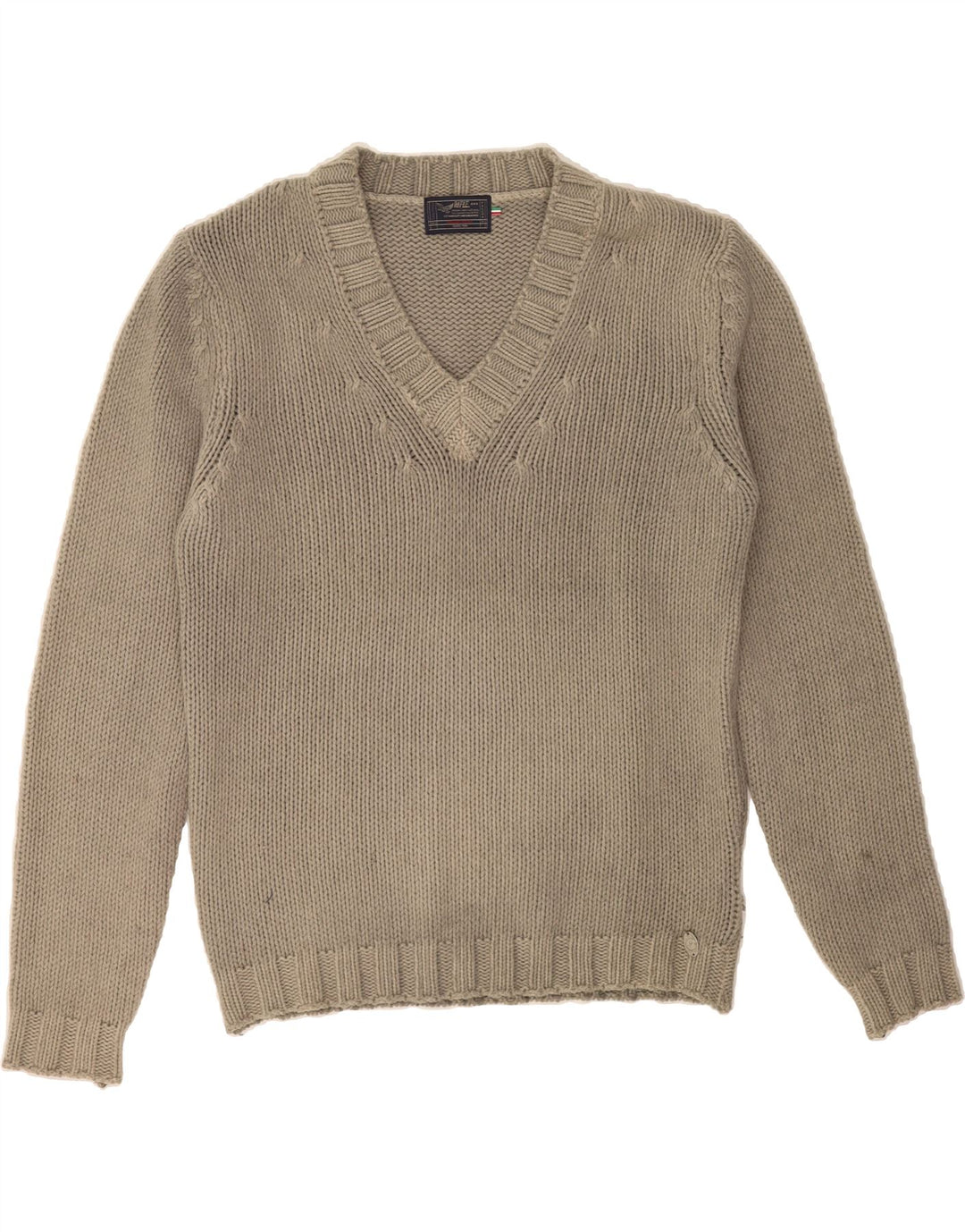 RIFLE Womens V-Neck Jumper Sweater UK 14 Large Grey Vintage Rifle and Second-Hand Rifle from Messina Hembry 