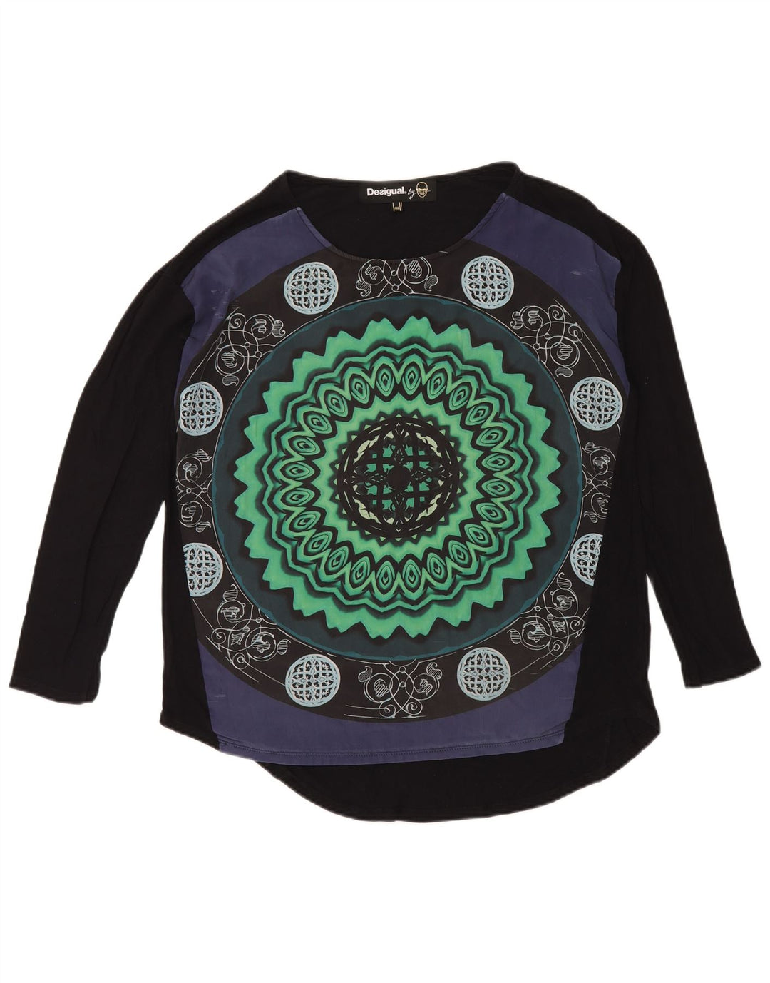 Desigual Haut à motif abstrait pour femme à manches longues UK 20 2XL Noir Moderne
