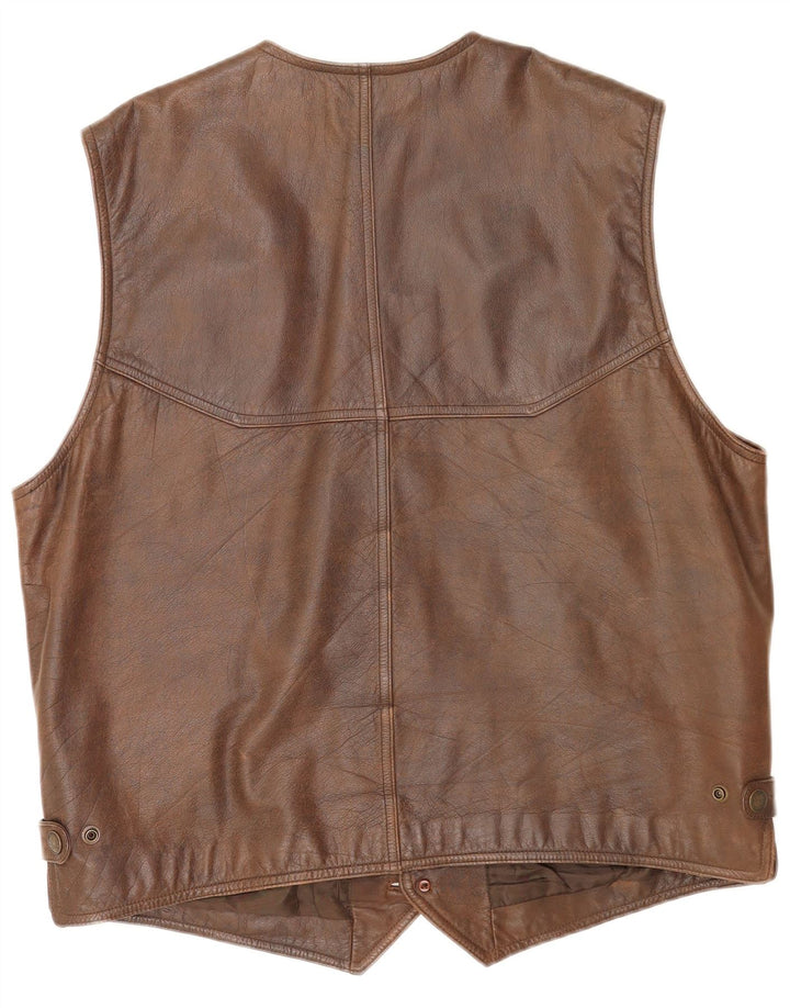 Gilet en cuir homme vintage IT 56 3XL Marron