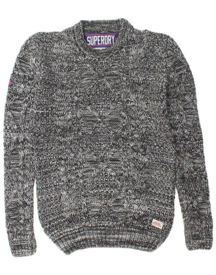 SUPERDRY Pull Col Rond Homme Gris Moyen Acrylique Moucheté