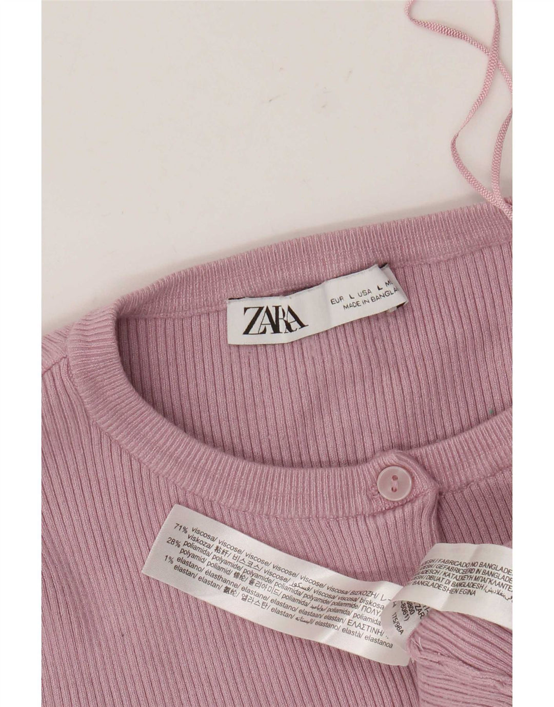 Zara Femme Crop Top UK 14 Large Rose Viscose