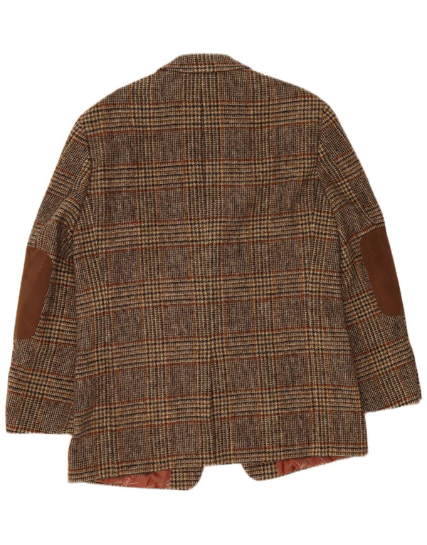 Harris Tweed Veste blazer à 2 boutons pour homme IT 52 XL en laine à carreaux marron