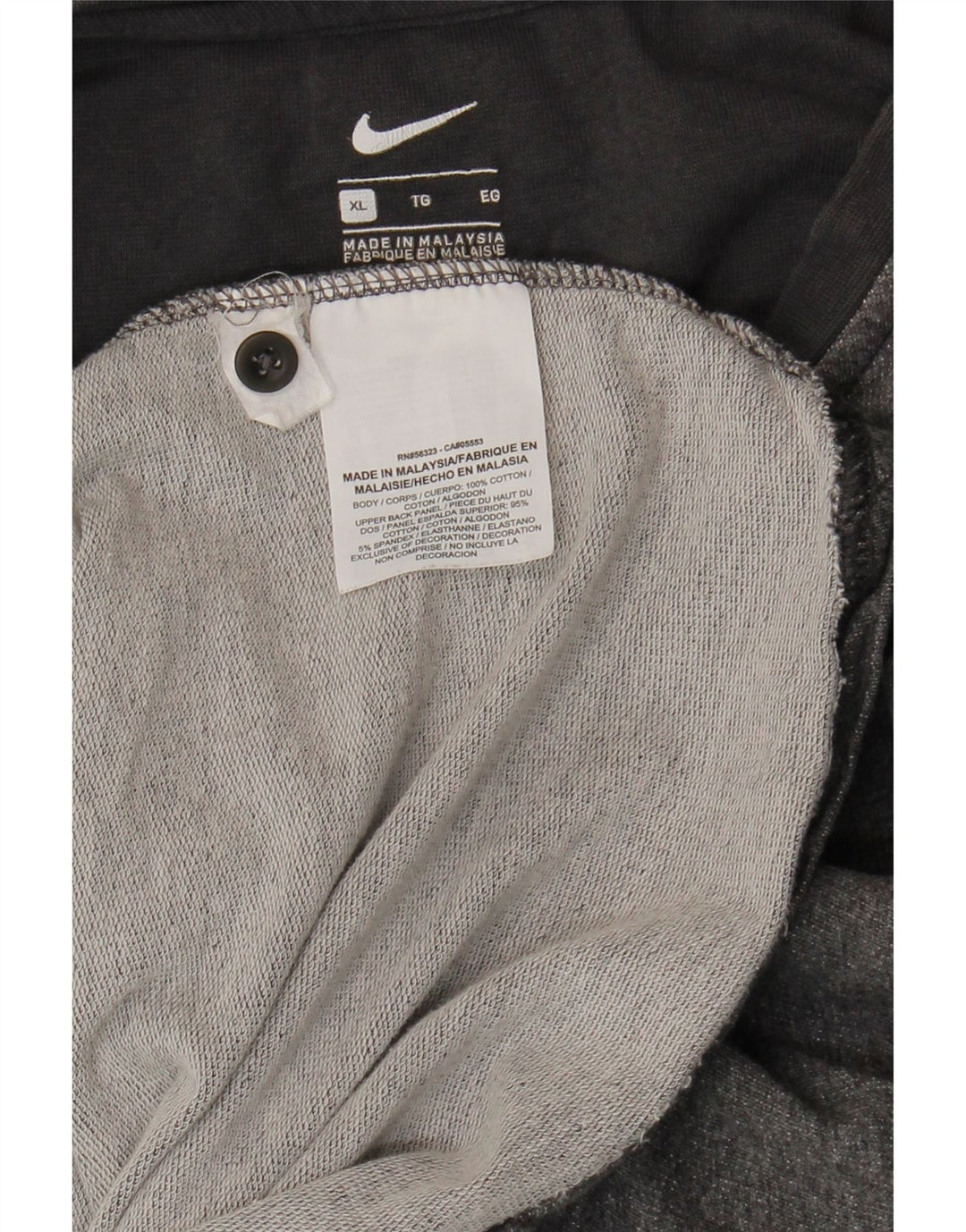 NIKE Mens Top Long Sleeve XL Grey Colourblock Cotton Vintage Nike and Second-Hand Nike from Messina Hembry 