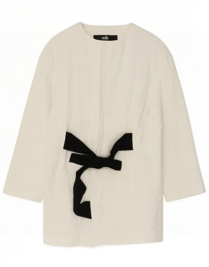 Zara Veste blazer surdimensionnée longue pour femme UK 6 XS Coton blanc