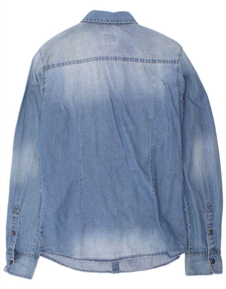 Armani Junior Chemise en Jean Garçon 13-14 ans Bleu Coton