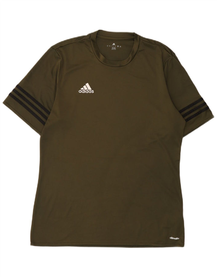 Adidas Hommes Climalite T-Shirt Haut Large Kaki Polyester