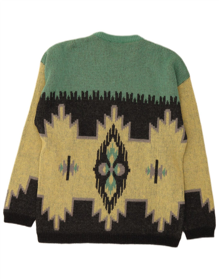 Stefanel Pull col rond homme en laine ikat jaune moyen