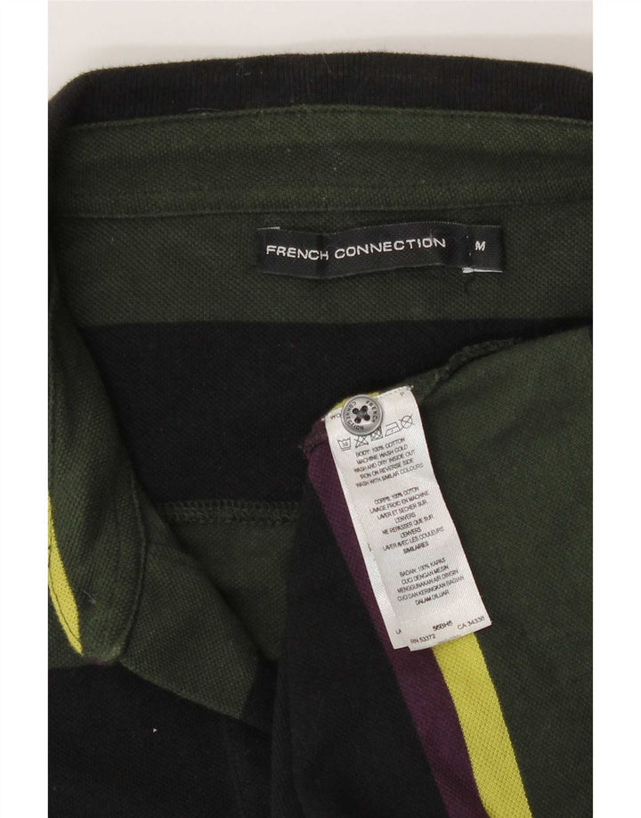 French Connection Polo Regular Fit Homme Vert Moyen Rayé en Coton