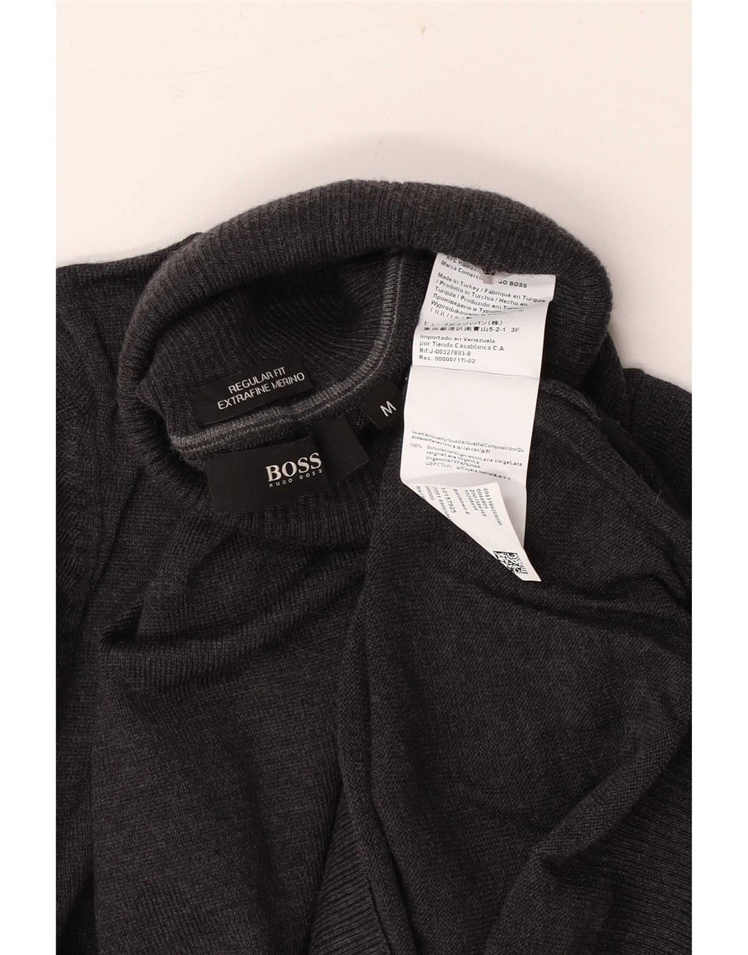 Hugo Boss Pull Regular Fit à col roulé pour homme Gris moyen Laine vierge