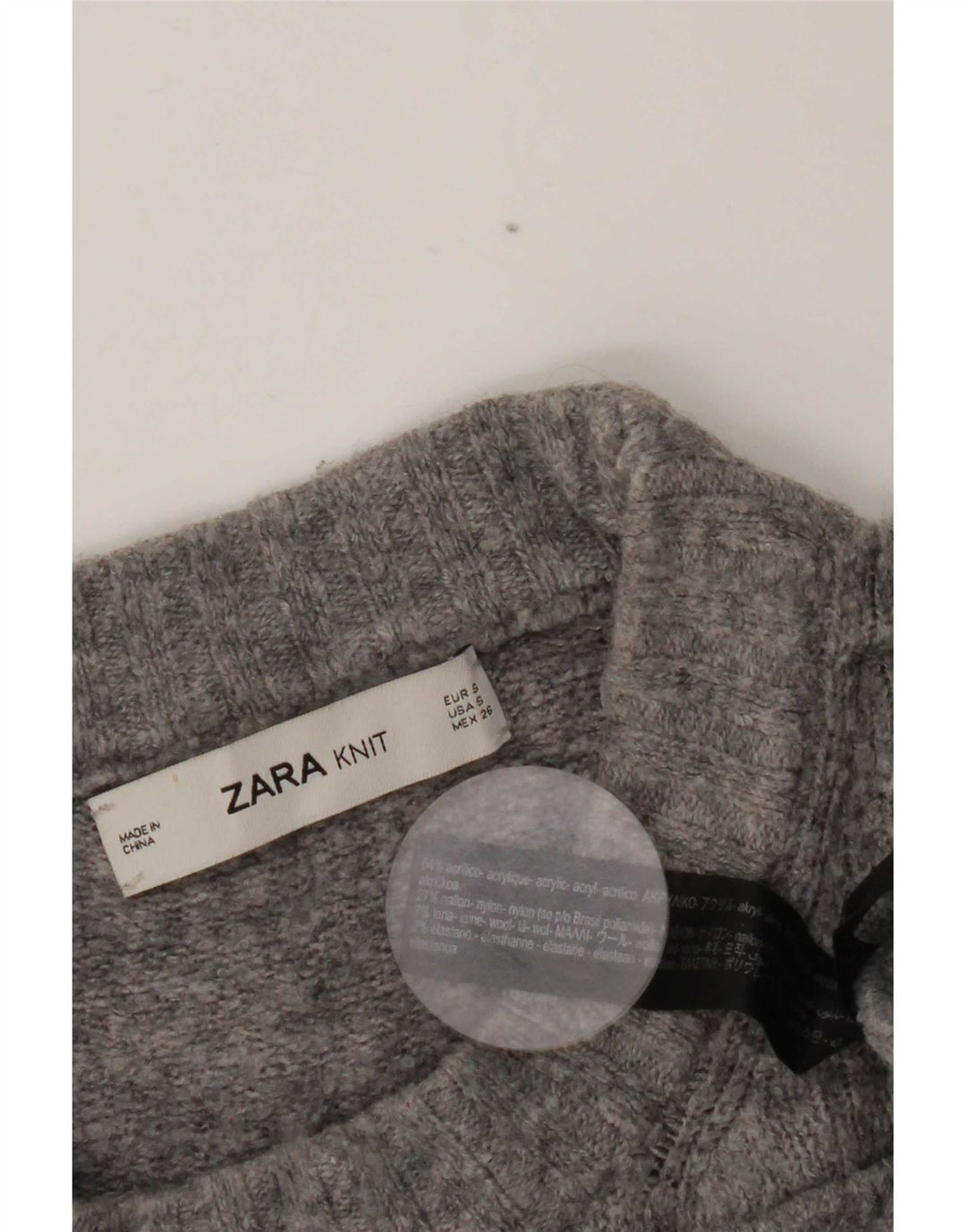 Zara Pull surdimensionné à col roulé pour femme UK 10 Petit gris moucheté