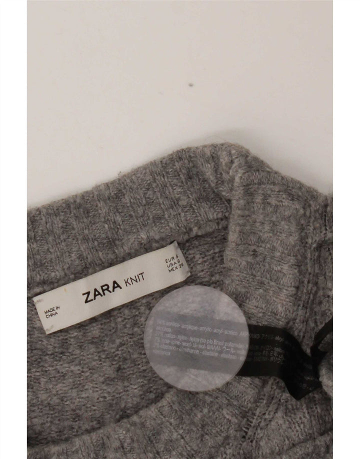 Zara Pull surdimensionné à col roulé pour femme UK 10 Petit gris moucheté