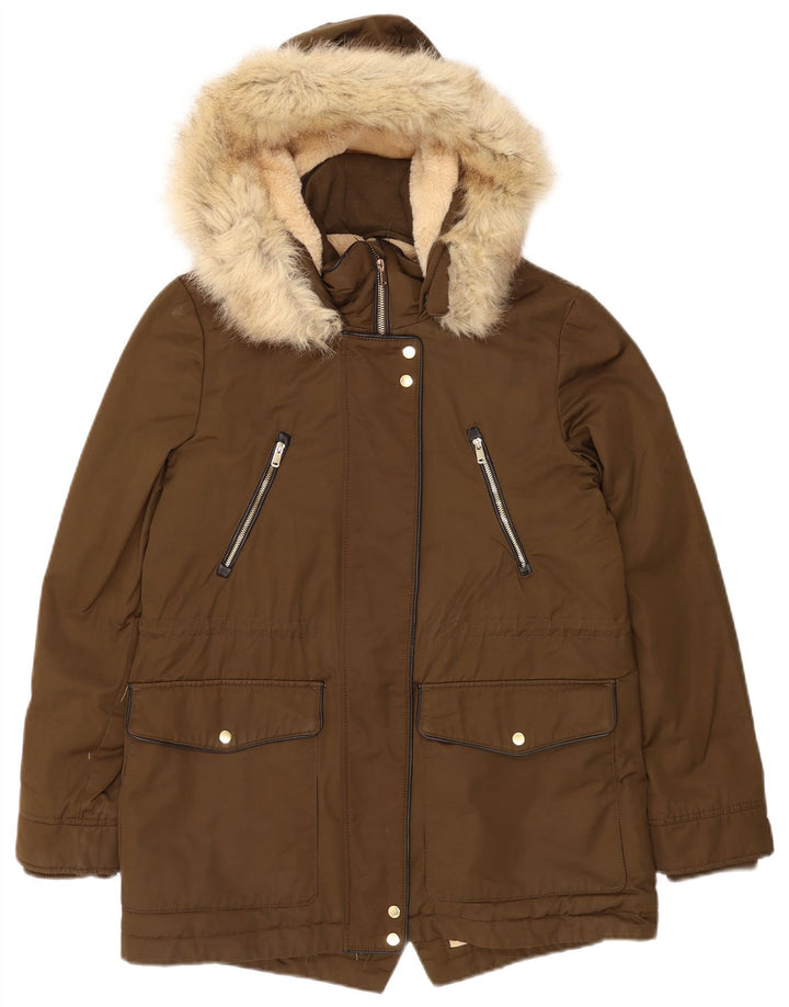Zara Womens Trafaluc Oversize Sherpa Parka Veste UK 10 Petit Marron