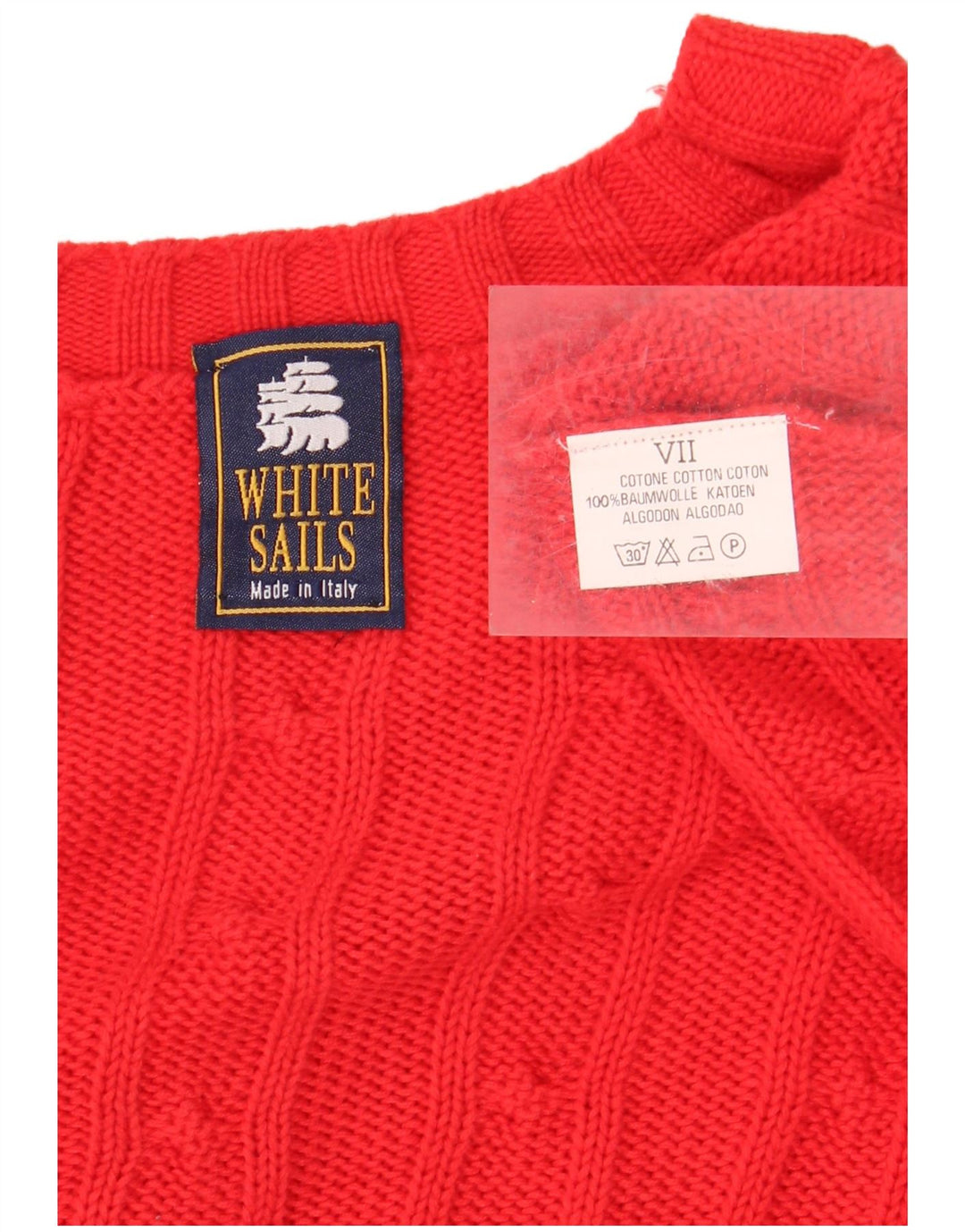 WHITE SAILS Pull col V Homme XL Rouge Coton