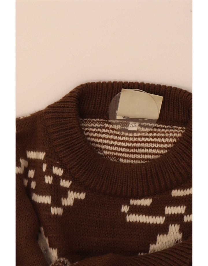 4 Castella Pull graphique à col rond pour homme IT 52 Grande laine marron