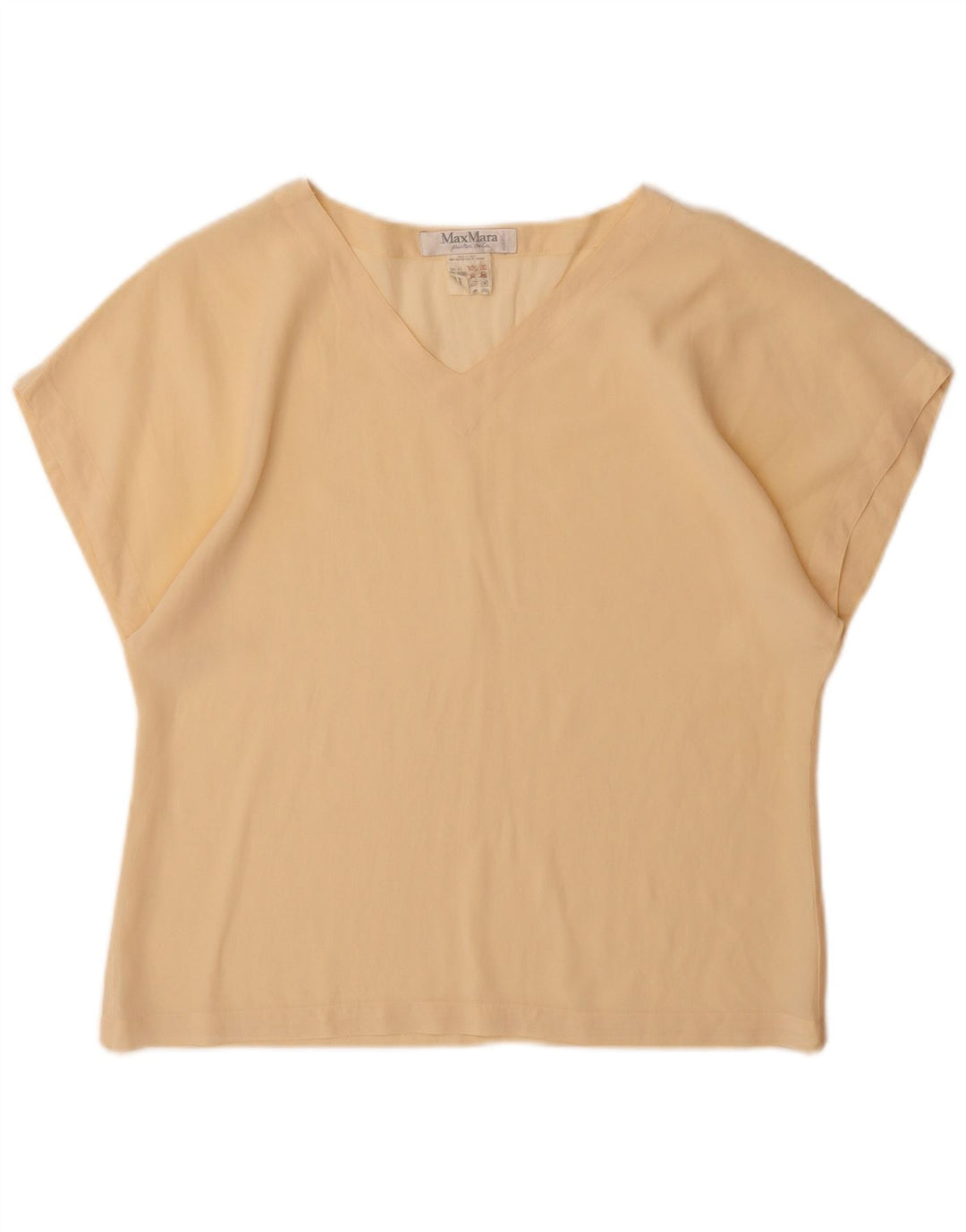 MAX MARA T-Shirt Femme Top UK 14 Large Beige Soie