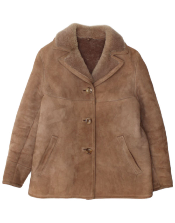 veste en peau de mouton surdimensionnée vintage pour femme IT 36 XS Brown Lambskin