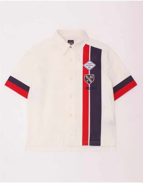 Tommy Hilfiger Chemise graphique pour garçon 5-6 ans Large Blanc Colorblock