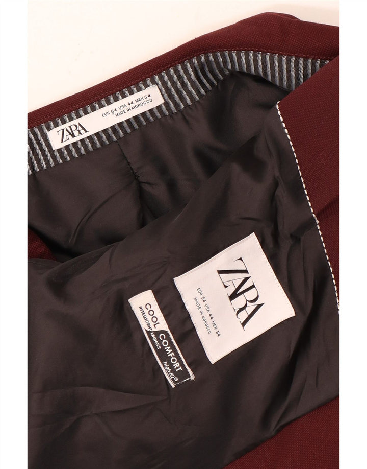 Zara Veste Blazer 1 Bouton Homme EU 54 XL Bordeaux