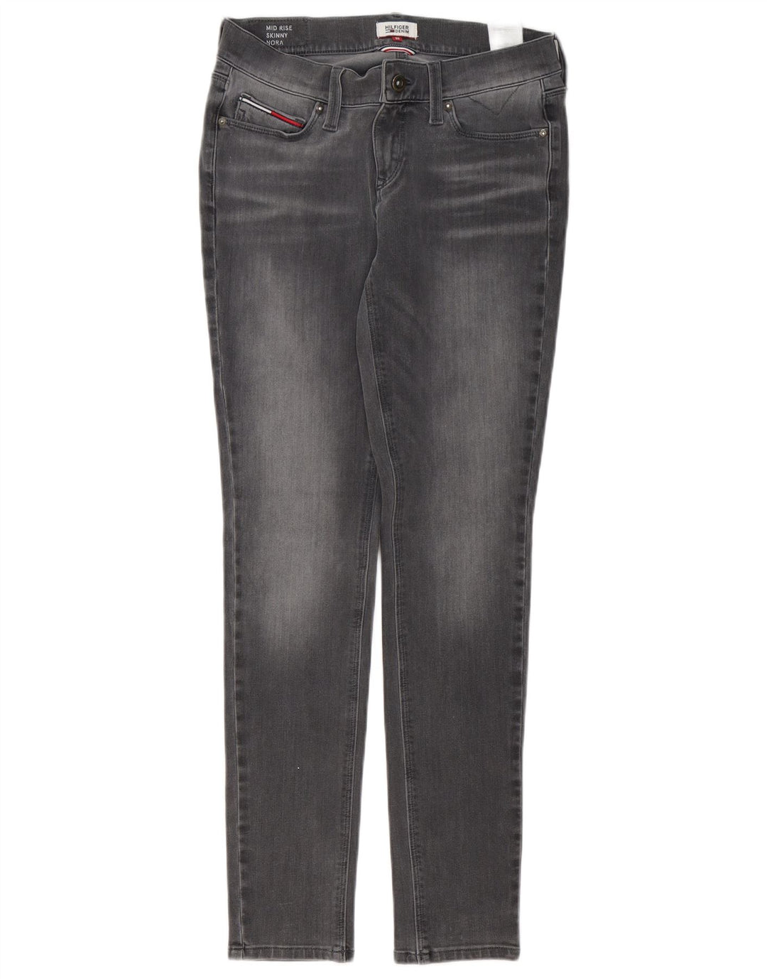 TOMMY HILFIGER Jean Skinny Nora Taille Mi-Haute Femme W30 L32 Gris Coton