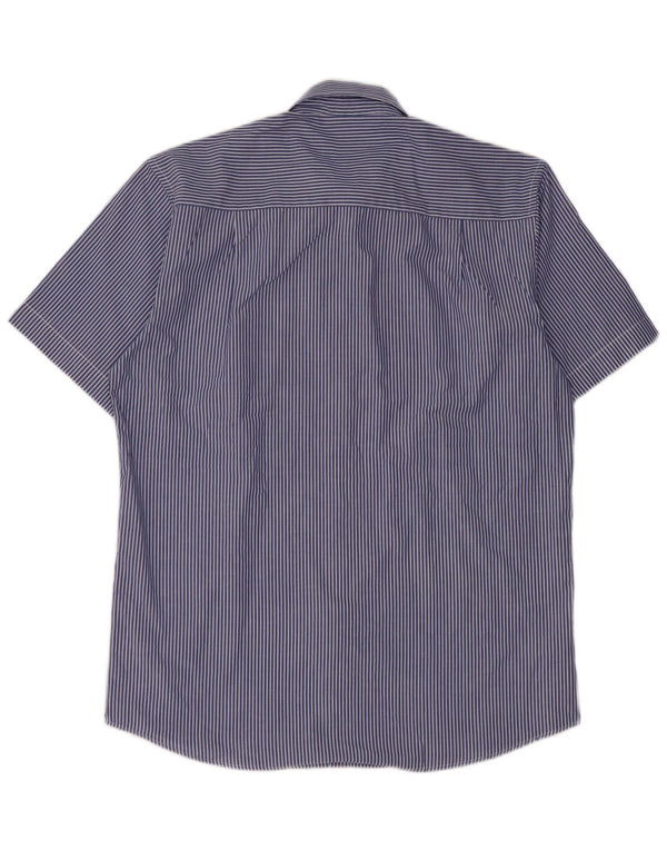 Pierre Cardin Mens Short Sleeve Regular Fit Shirt Medium Blue Pinstripe