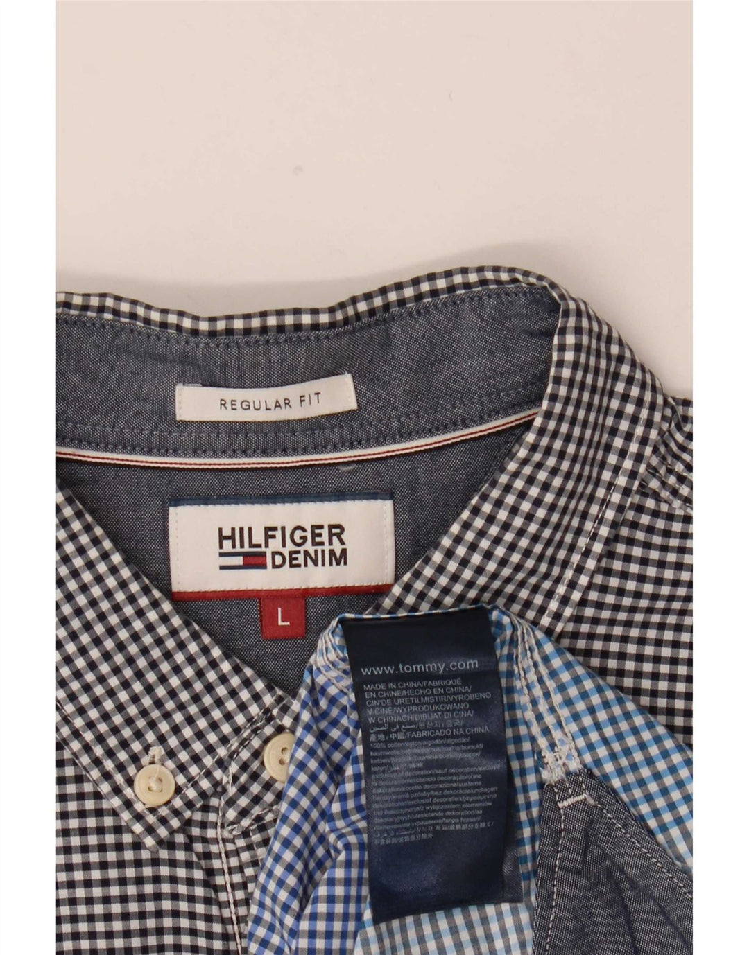 Tommy Hilfiger Chemise coupe classique pour homme en coton vichy bleu grand
