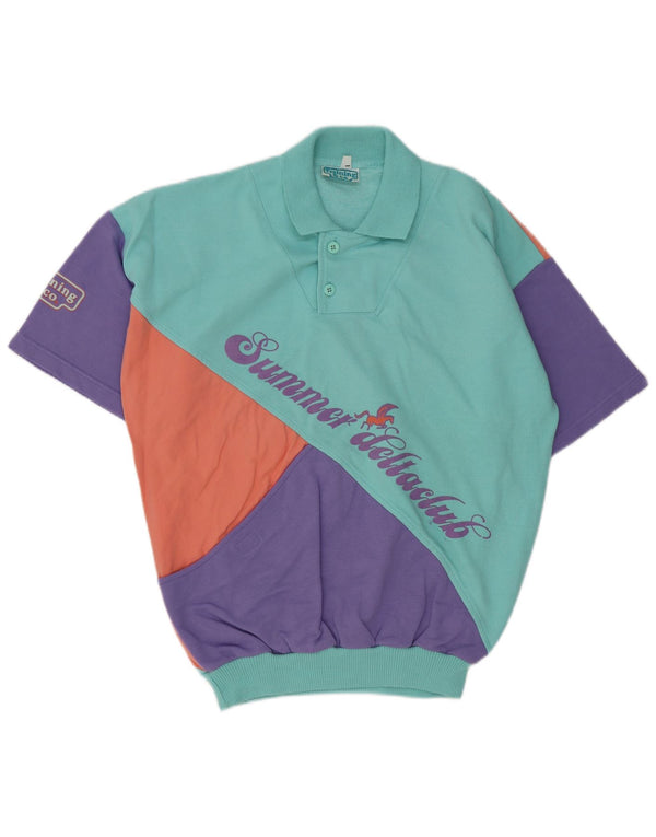 vintage Mens Graphic Sweatshirt Jumper Grand Colorblock multicolore