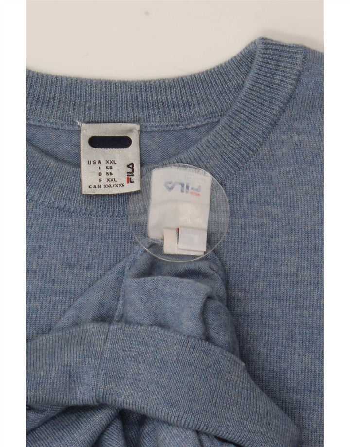 Fila Pull à col rond pour homme 2XL Bleu Laine