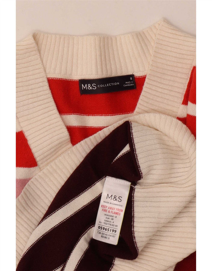 Marks & Spencer Pull col V pour femme UK 8 Small Multicolore