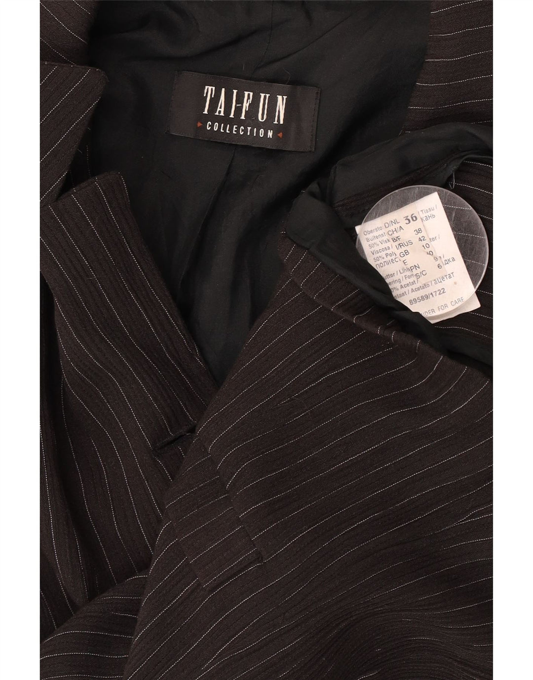 Taifun Veste Blazer 4 Boutons pour Femme UK 10 Petite Viscose à Rayures Marron