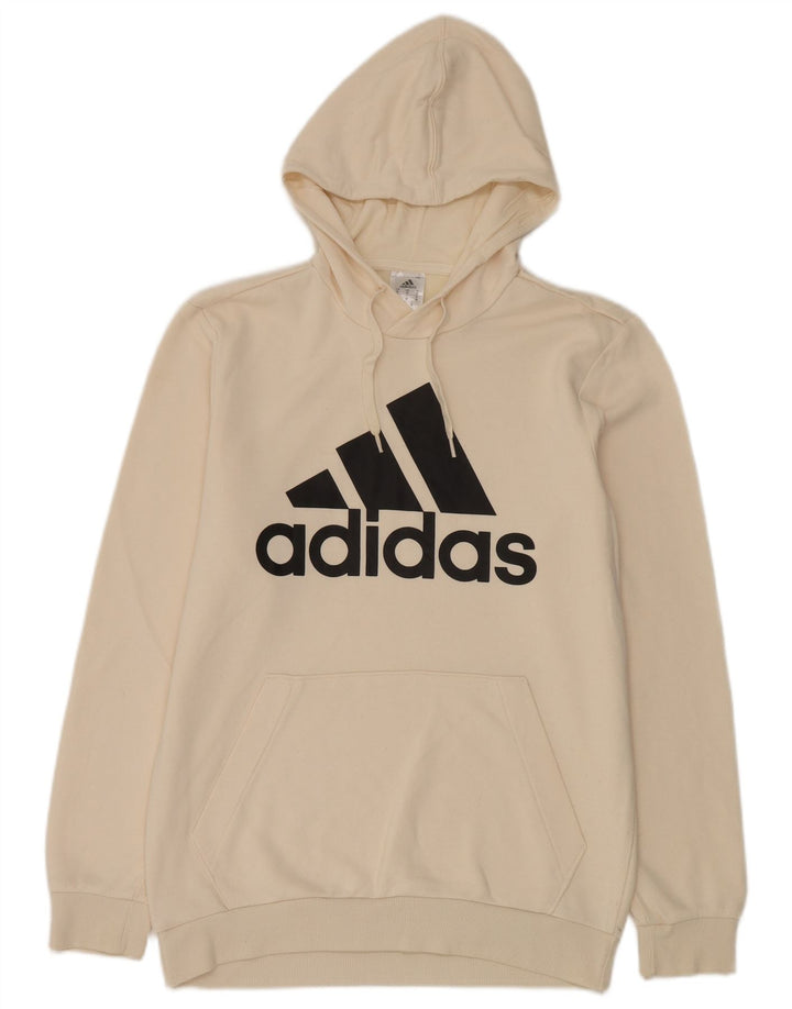 Adidas Pull à capuche graphique pour homme en coton blanc cassé moyen