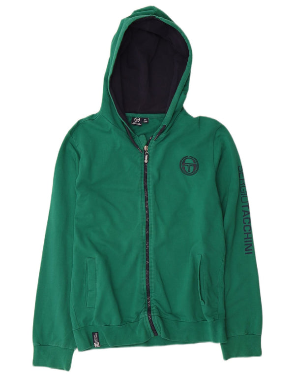 SERGIO TACCHINI Pull à capuche zippé graphique garçon 13-14 ans coton vert
