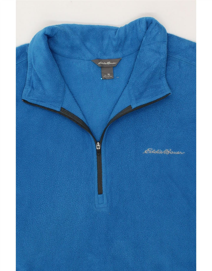 EDDIE BAUER Mens Zip Neck Fleece Jumper XL Blue Polyester Vintage Eddie Bauer and Second-Hand Eddie Bauer from Messina Hembry 