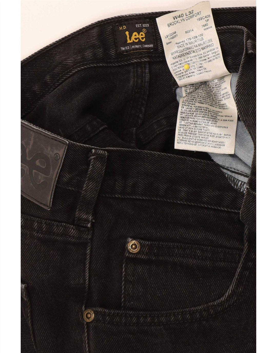 Lee Jean Droit Brooklyn Homme W40 L32 Noir Coton