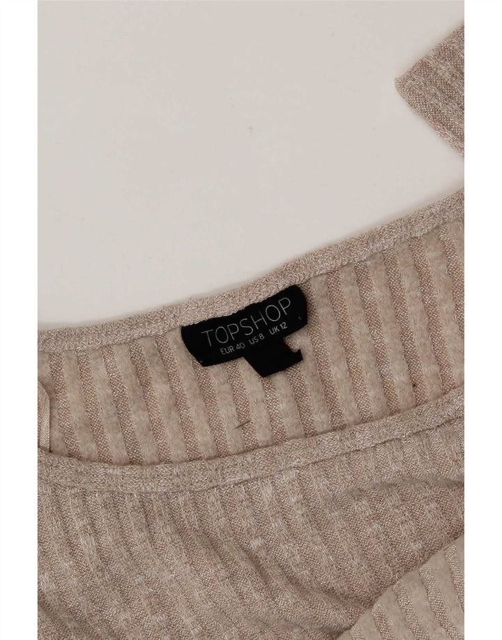 Topshop Haut court surdimensionné à manches longues pour femme UK 42 Beige moyen moucheté