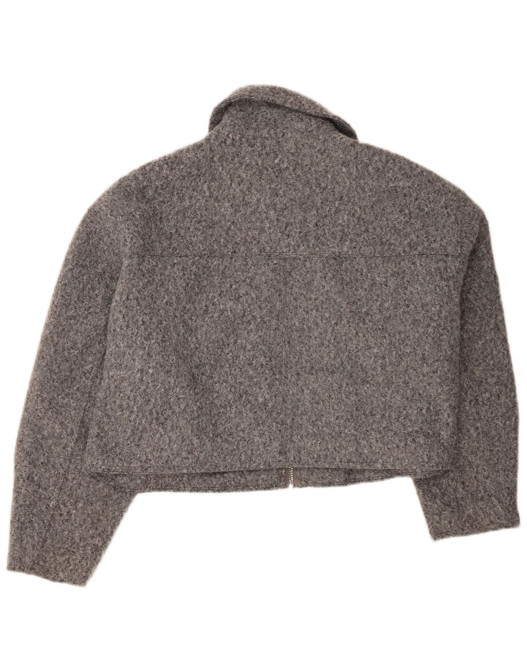 Zara Womens Crop Bomber Jacket UK 20 2XL Gris Polyester