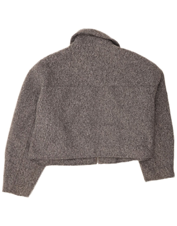 Zara Womens Crop Bomber Jacket UK 20 2XL Gris Polyester
