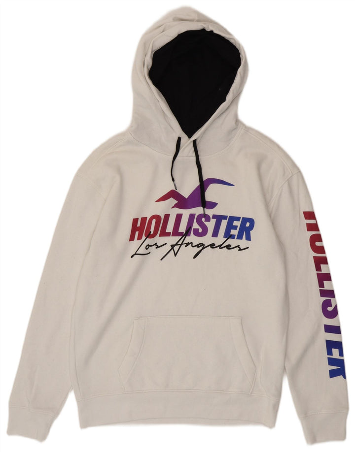HOLLISTER Pull à capuche graphique pour homme Small Blanc Coton