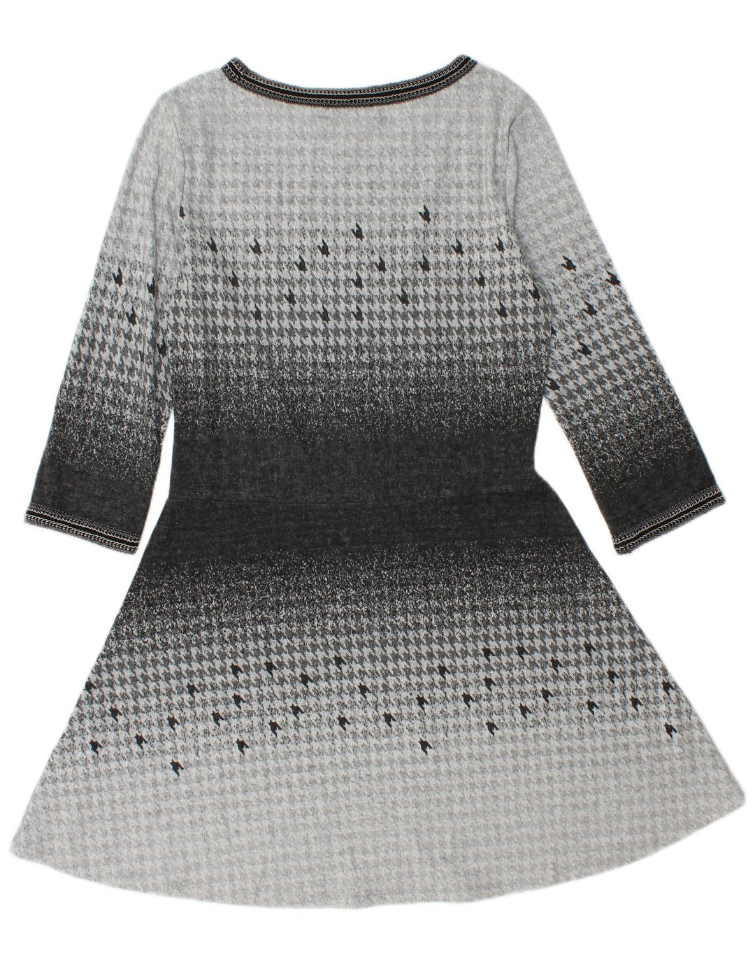 DESIGUAL Robe trapèze à manches 3/4 pour femme UK 14 Grand pied-de-poule gris