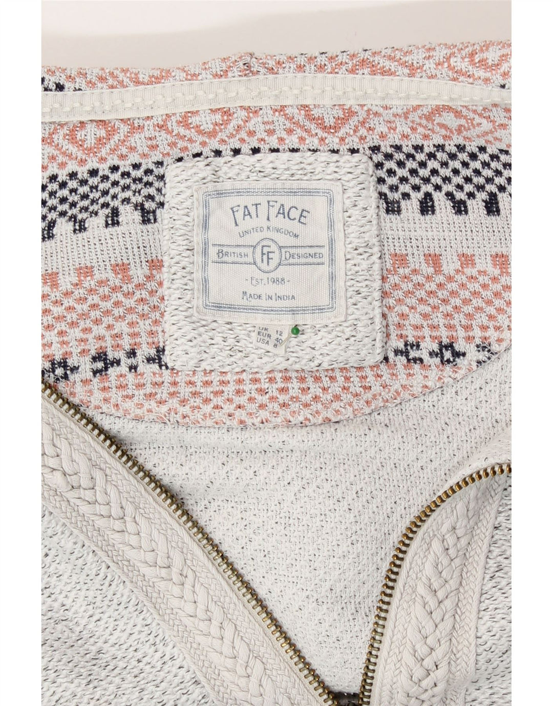 Fat Face Cardigan à capuche pour femme en coton gris moyen UK 12