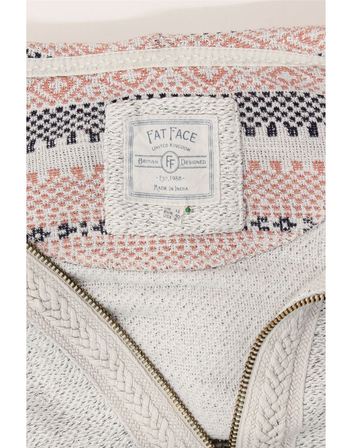 Fat Face Cardigan à capuche pour femme en coton gris moyen UK 12