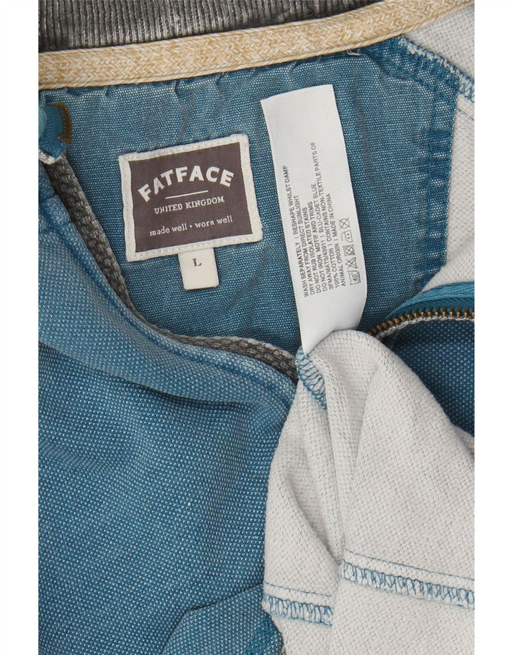 FAT FACE Sweat-shirt à col zippé pour hommes, grand coton bleu