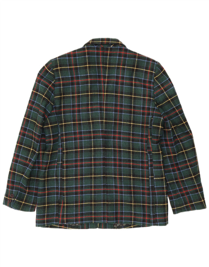 vintage Femme 3 Bouton Blazer Veste IT 48 XL Vert Check Polyester