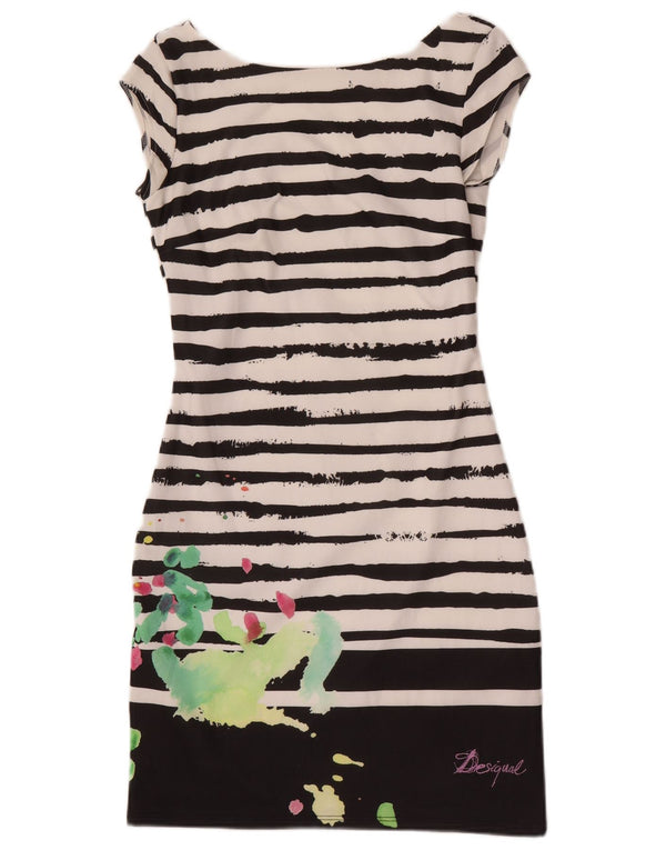 Desigual Robe fourreau pour femme UK 8 Small Noir Rayé