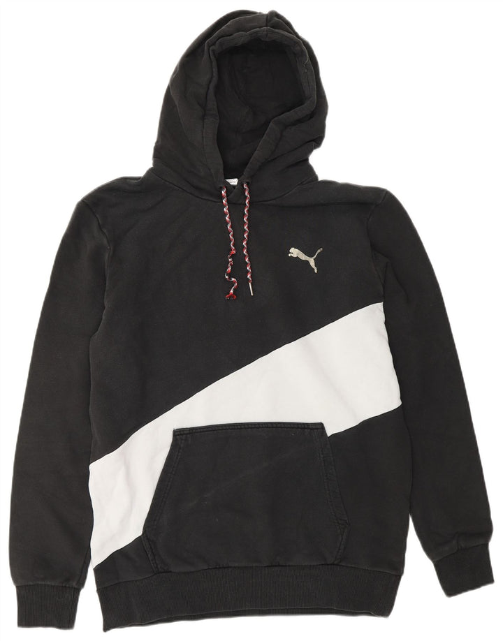 PUMA Pull à capuche pour homme en coton color block noir moyen
