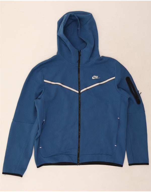 Nike Pull à capuche zippé pour homme en coton rayé bleu grand