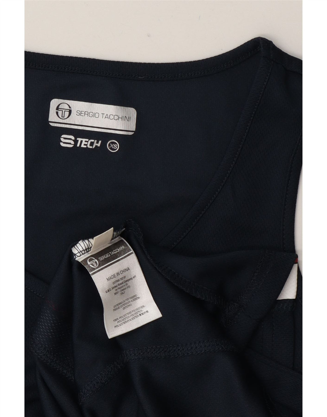 Sergio Tacchini Débardeur Femme UK 6 XS Bleu Marine Colorblock Polyester