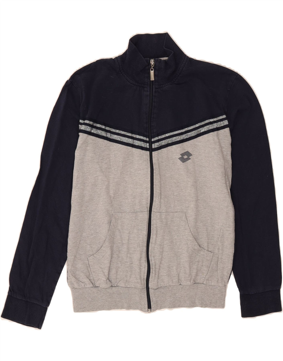 LOTTO Womens Tracksuit Top Jacket UK 12 Medium Navy Blue Colourblock Vintage Lotto and Second-Hand Lotto from Messina Hembry 