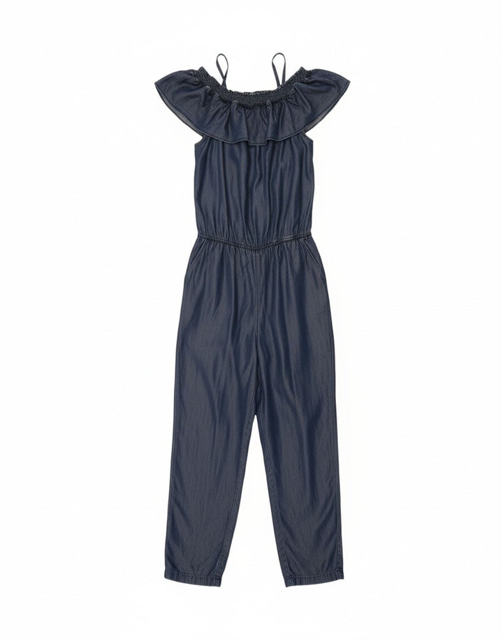 LIU JO Womens Denim Off Shoulder Jumpsuit IT 42 Medium Blue Lyocell