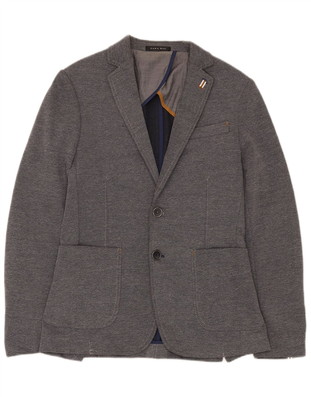 Zara Veste Blazer 2 Boutons Homme EU 46 Petit Gris Polyester