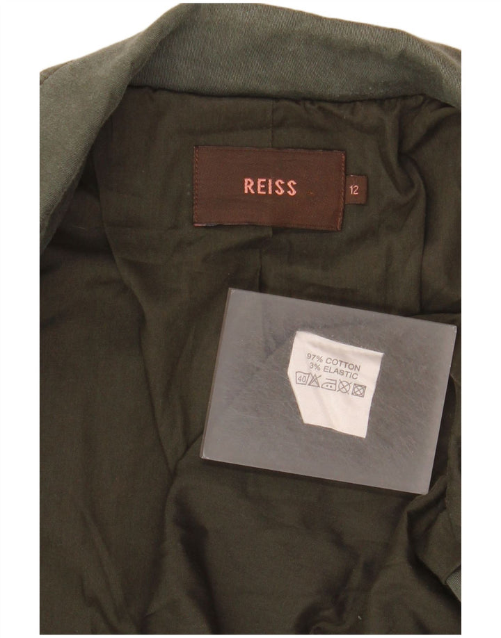 Reiss Veste Blazer 1 Bouton Femme UK 12 Coton Vert Moyen